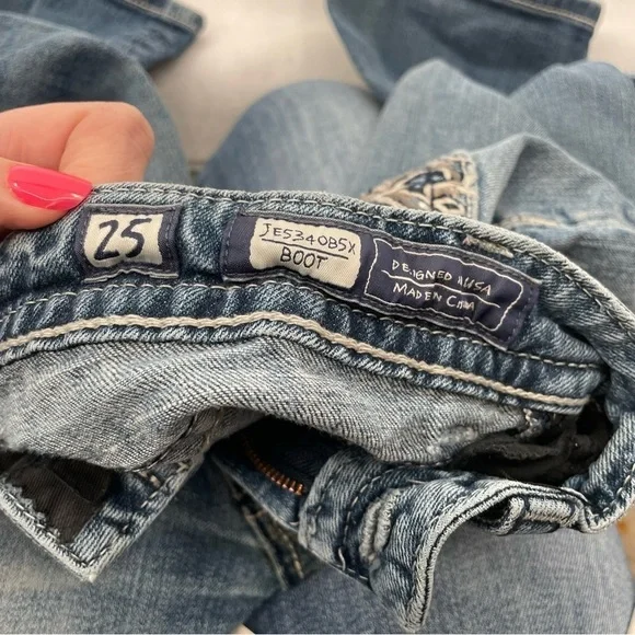 MISS ME JEANS Women’s JE534OB5X Boot Distressed knees embellished pockets sz 25 - Picture 10 of 14